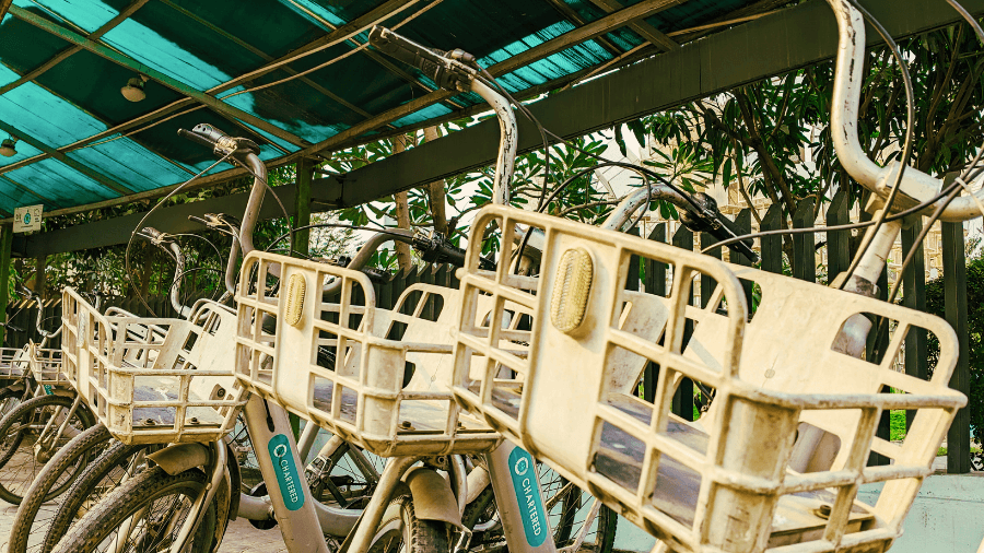 <p>CharteredBikes cycles, equipped with front baskets, are available round the clock — ideal for short hops, leisurely rides and last-mile connectivity.</p>