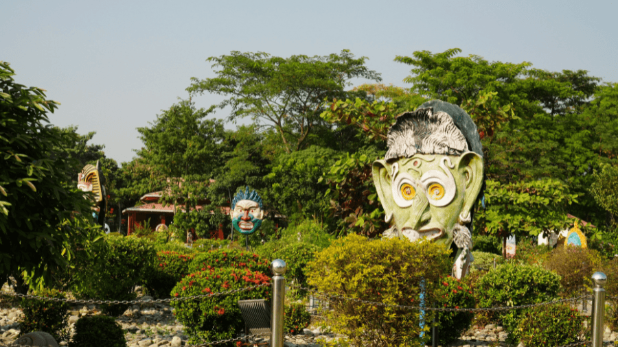 <p>The Mask Garden houses masks from across India and across the world.</p>
