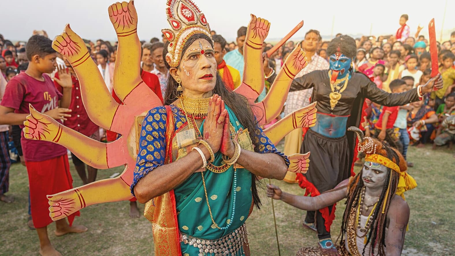 <p>Devotees demonstrate their faith through ritual body art and piercings.</p>