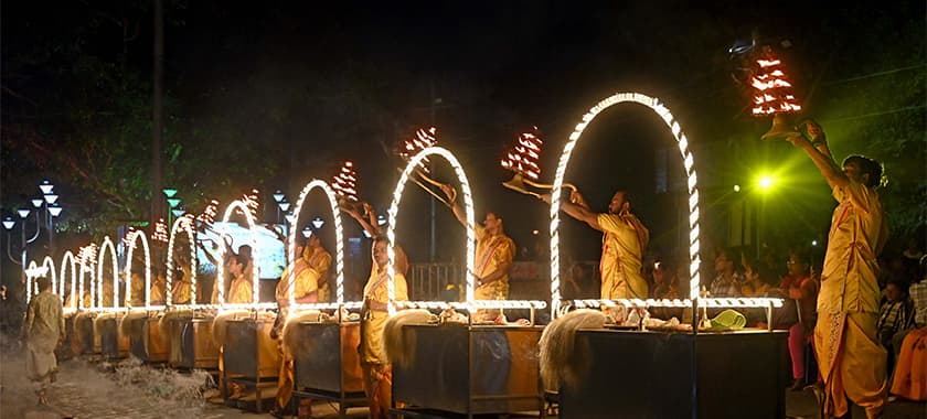 Varanasi-style Ganga aarti at Babughat