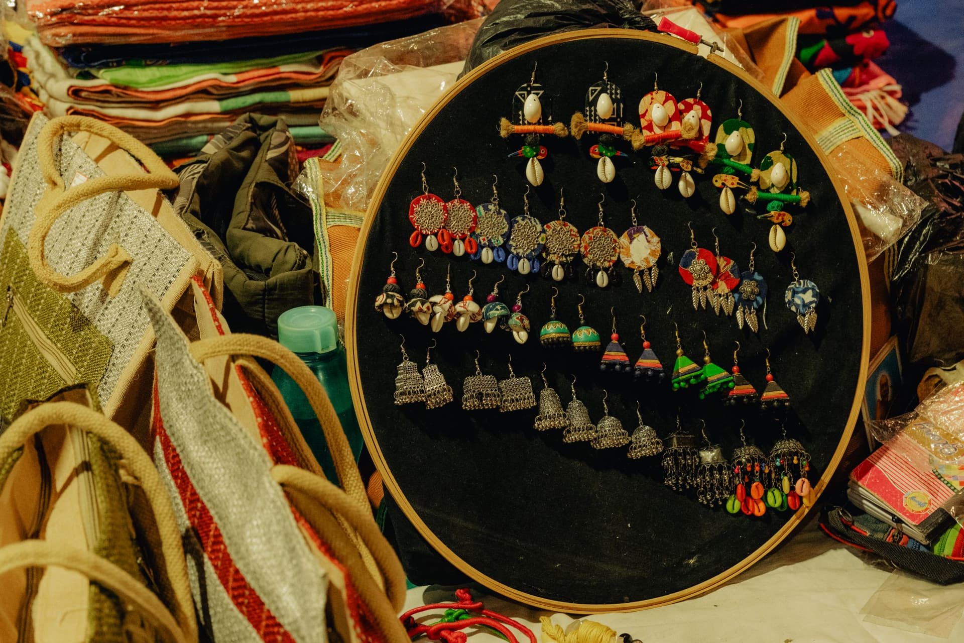 <p>Beautifully crafted handmade jewellery on display at the haat.</p>