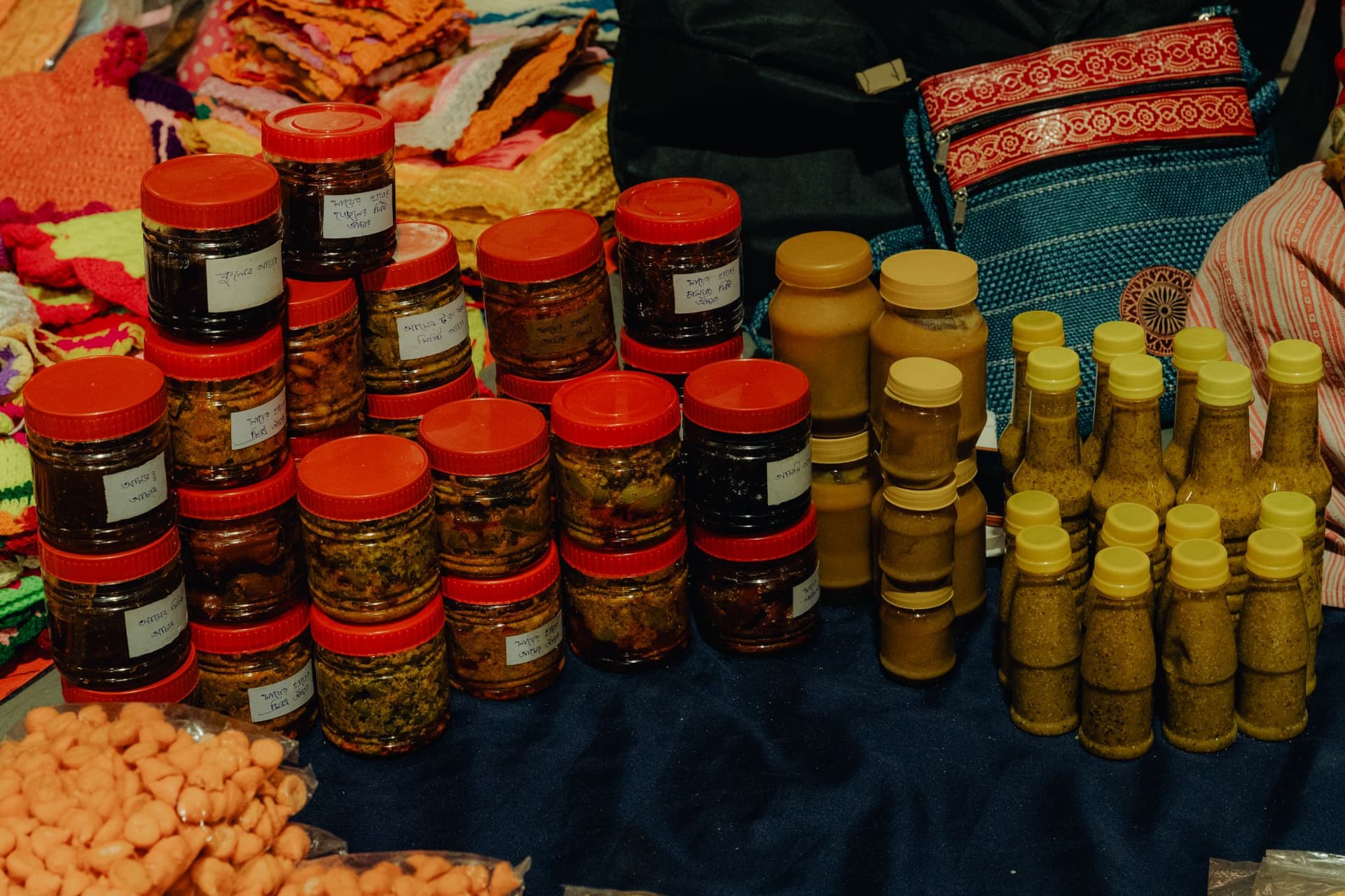 <p>Some stalls offer various chutneys, pickles and other delectable delights.&nbsp;</p>